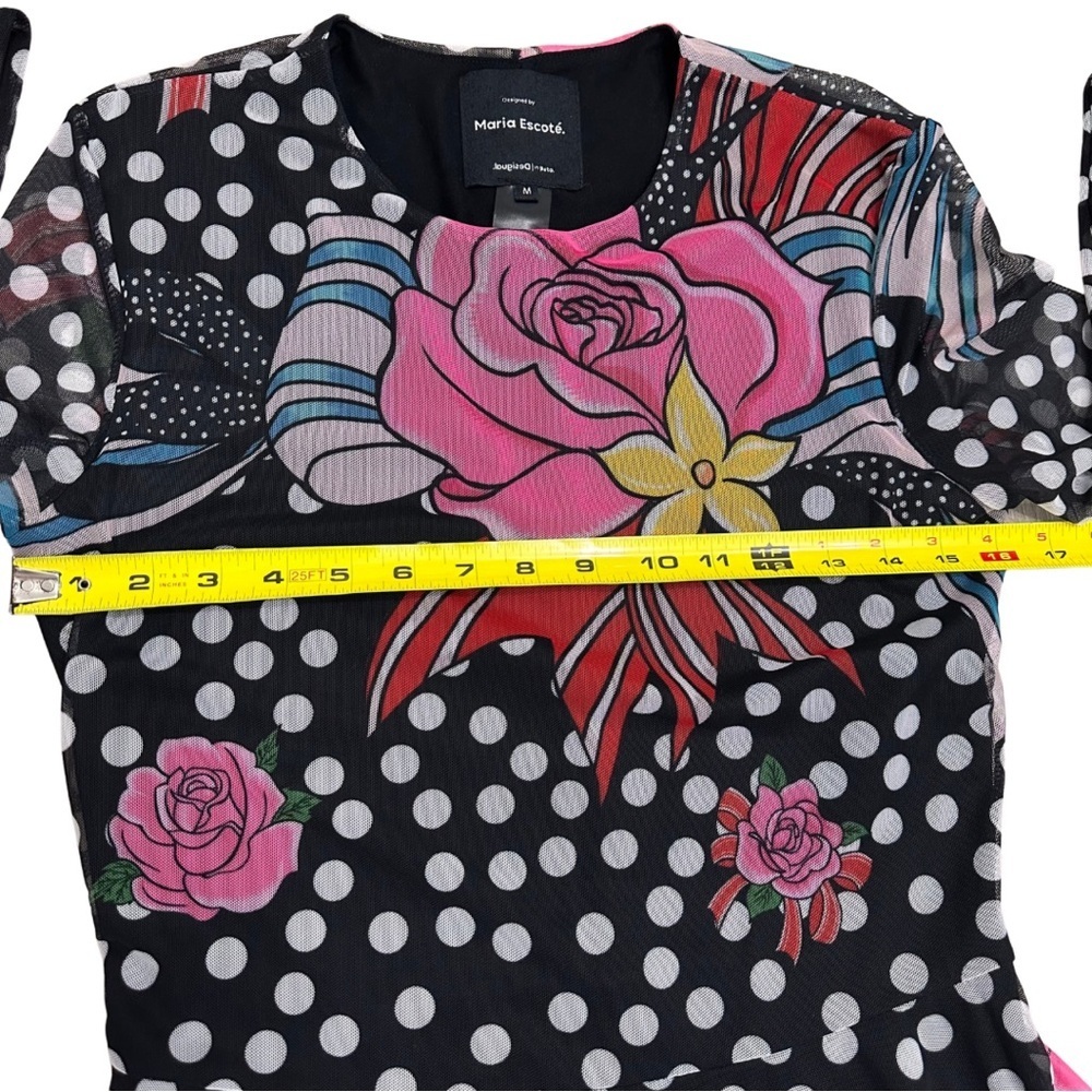 Desigual X María Escote Floral Polka Dot Mini Dress Medium Multicolor Artsy EUC - Picture 6 of 9